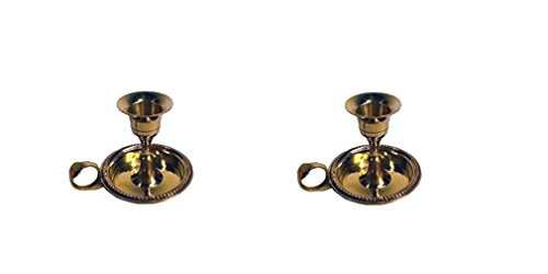 AzureGreen Brass Chamberstick Tapered Candle Holder - Pack of 2 | Amazon (US)