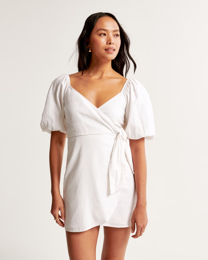 Women's Puff Sleeve Wrap Mini Dress | Women's Dresses & Jumpsuits | Abercrombie.com | Abercrombie & Fitch (US)