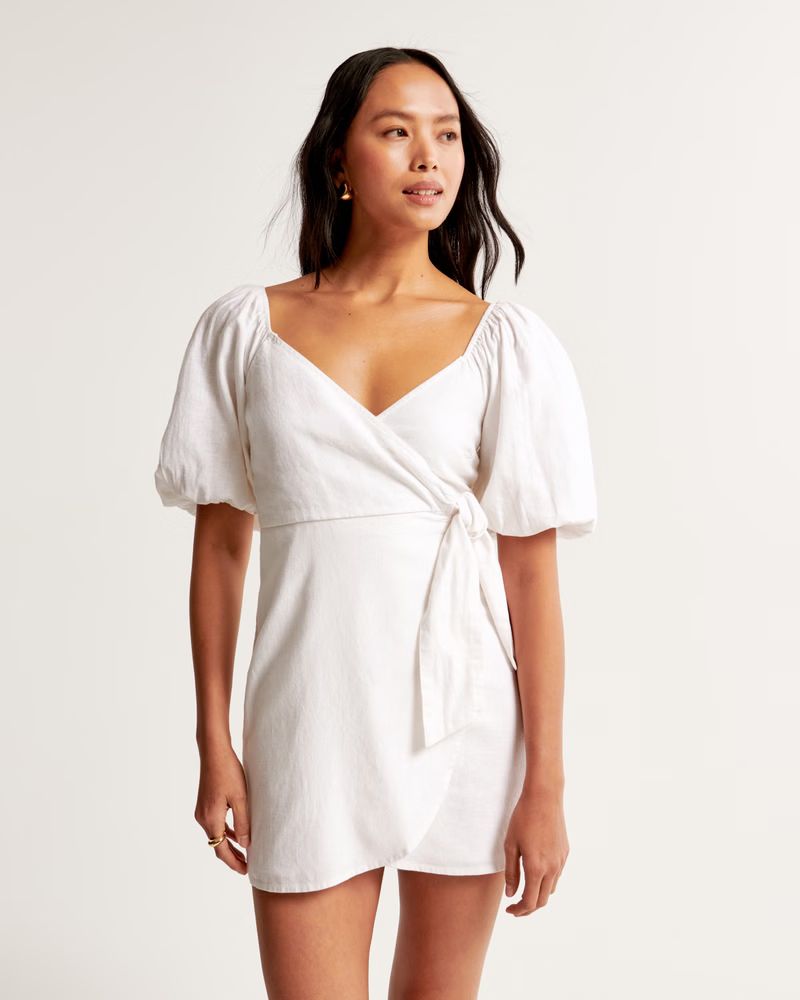 Women's Puff Sleeve Wrap Mini Dress | Women's Dresses & Jumpsuits | Abercrombie.com | Abercrombie & Fitch (US)