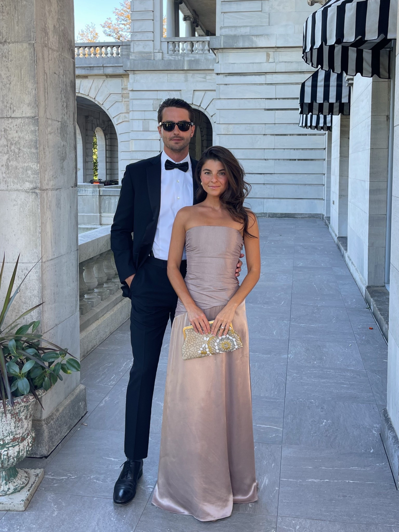 [8/27/25] from the weekend 🤍 celebrating love 

Dress is on sale! Code VIVIANEMESHKI for 15% off! Wearing xxs in dress - Serena Strapless Tafetta Maxi Dress, available in 3 colors!

Bag is from a small business @sarahsbags on Instagram! 