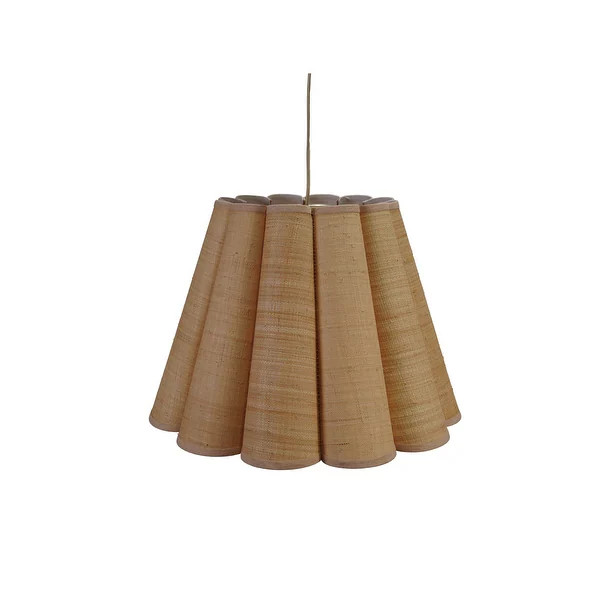 Raffi Scalloped Pendant Lamp with Linen Trim, Natural - 24.0"L x 24.0"W x 17.0"H | Bed Bath & Beyond