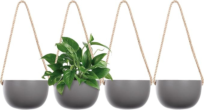 INGOFIN 4 Inch Ceramic Hanging Planter, Modern Hanging Plant Pot with Jute Rope, Succulent Bonsai... | Amazon (US)