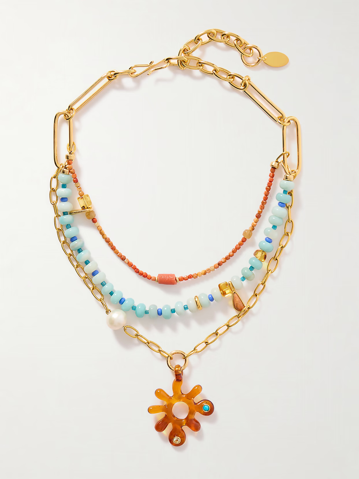 Lizzie Fortunato - Sunburst Gold-plated Multi-stone Necklace - Yellow | NET-A-PORTER (US)