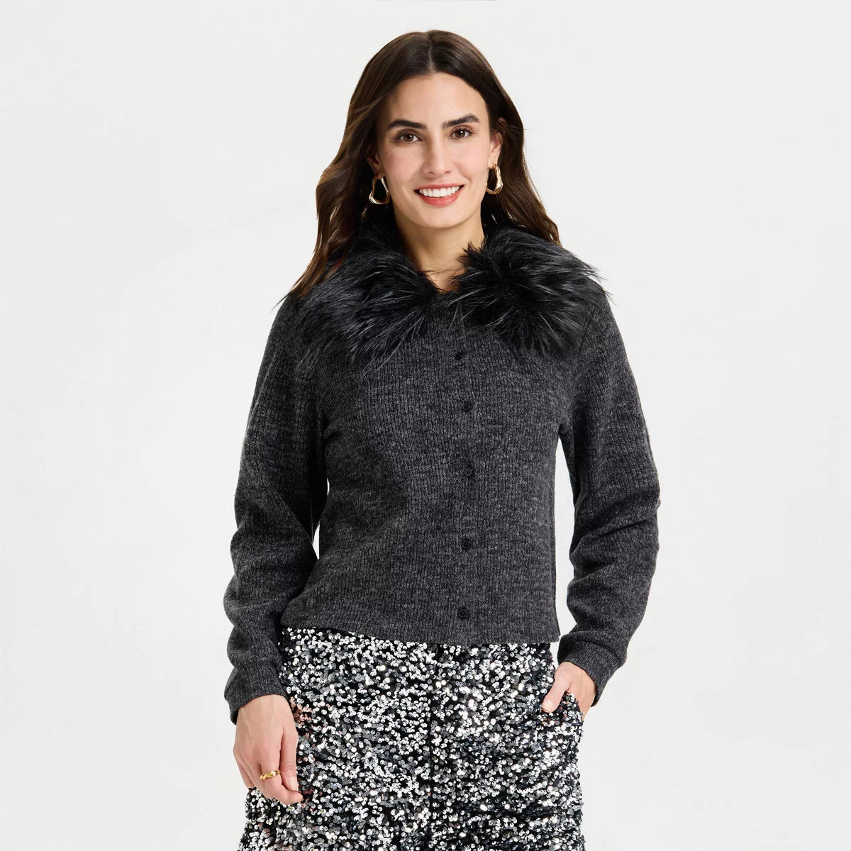 Women's Faux Fur Cardigan - A New Day™ | Target
