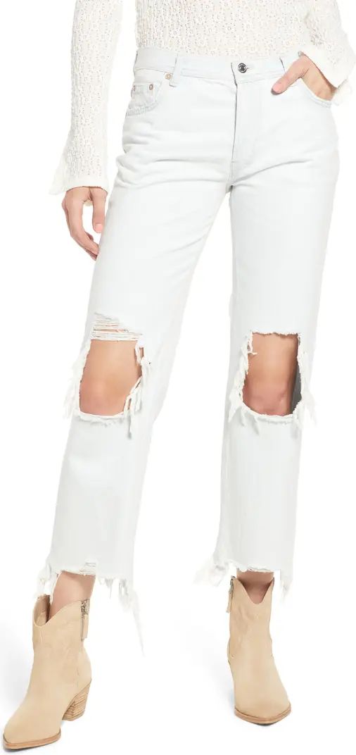 Free People Maggie Ripped Ankle Straight Leg Jeans | Nordstrom | Nordstrom Canada