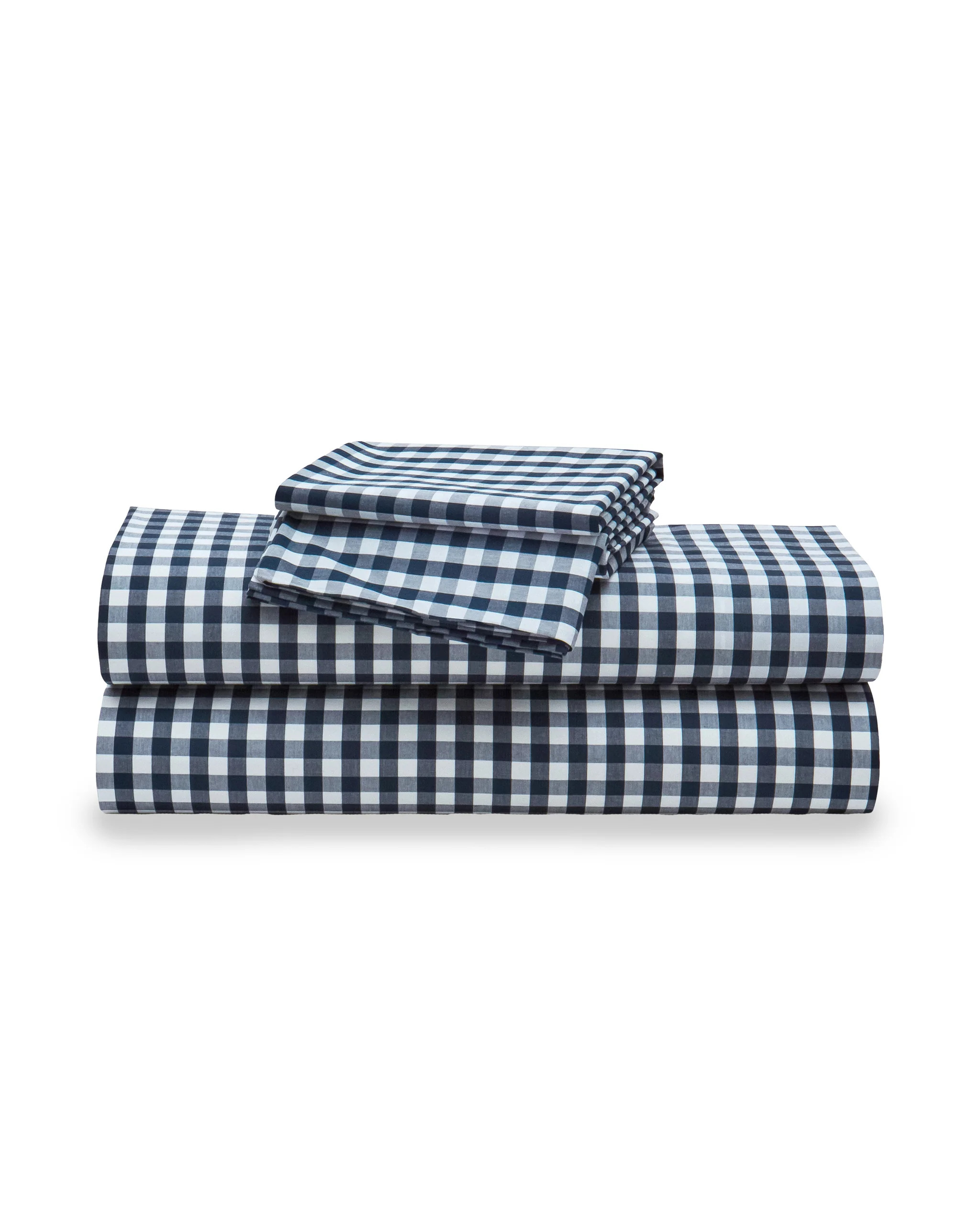 Luxe Premium Cotton Navy Gingham Bed Sheets | Petite Plume