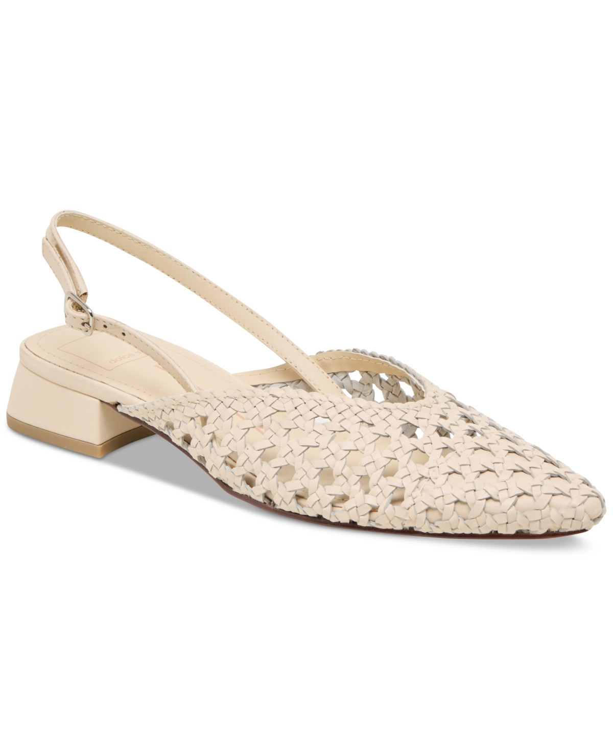 Dolce Vita Women's Birdie Slingback Woven Block-Heel Flats - Off White Woven Leather | Macy's