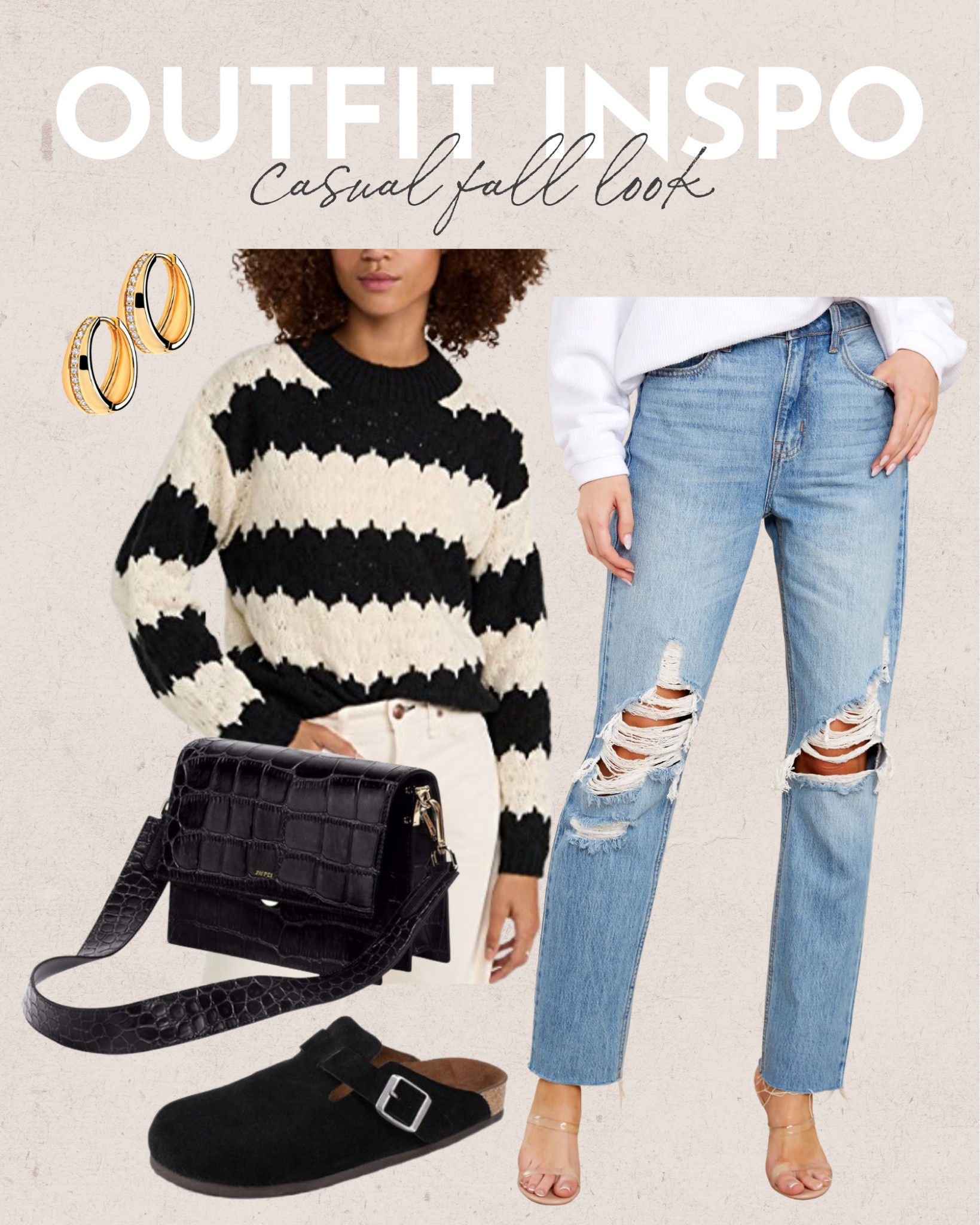 Casual fall outfit idea🖤 fall fashion, fall fashion 2022, fall outfits 2022, ripped jeans outfit, Amazon fashion, shopbop, Amazon crossbody bag

#LTKunder50 #LTKunder100 #LTKSeasonal