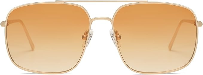 SOJOS Retro Square Aviator Sunglasses Womens Mens Double Bridge Metal Sun Glasses SJ1176 | Amazon (US)
