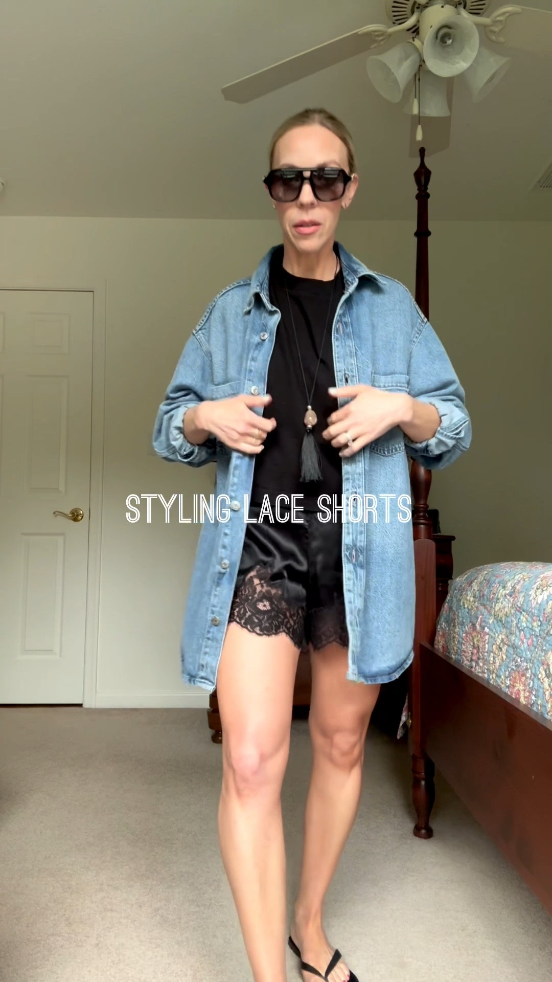 Styling lace shorts over 40, early fall outfit ideas, lace shorts with denim shirt

#LTKOver40 #LTKSeasonal #LTKgrwm