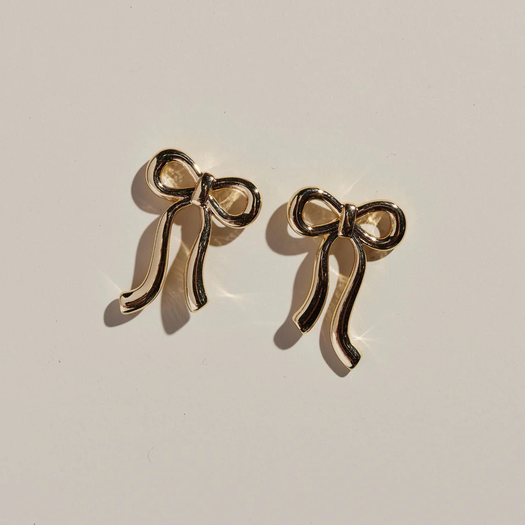 Gold Vintage Bow Studs | Nickel and Suede