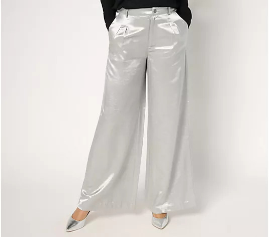 Make Your Selection: Peace Love World Black Label Regular Shiny Wide Leg Trouser | QVC
