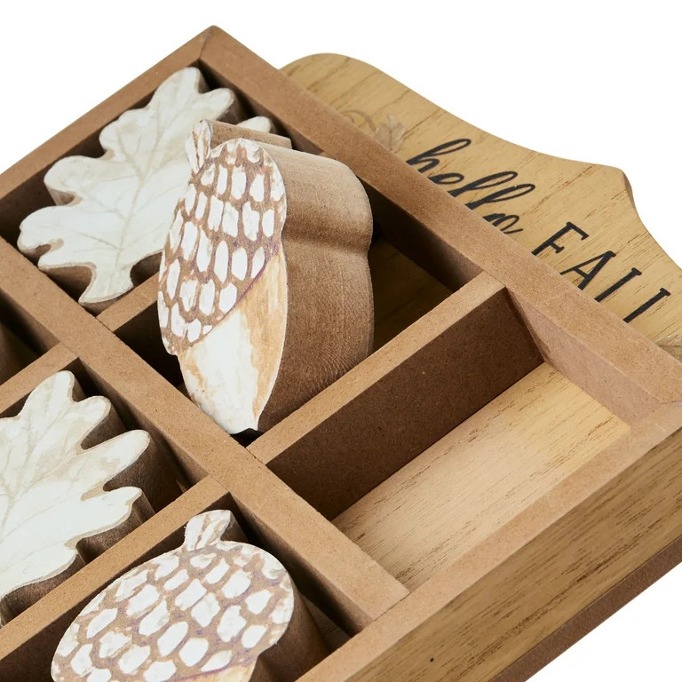 Fall, Harvest 10" MDF Brown "Hello Fall" Oak Leaves/Acorns Tic Tac Toe Table Decoration, Way to C... | Walmart (US)