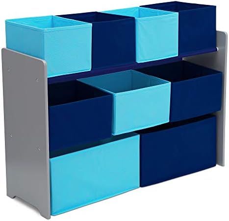Delta Children Deluxe Multi-Bin Toy Organizer with Storage Bins, Grey/Blue Bins | Amazon (US)