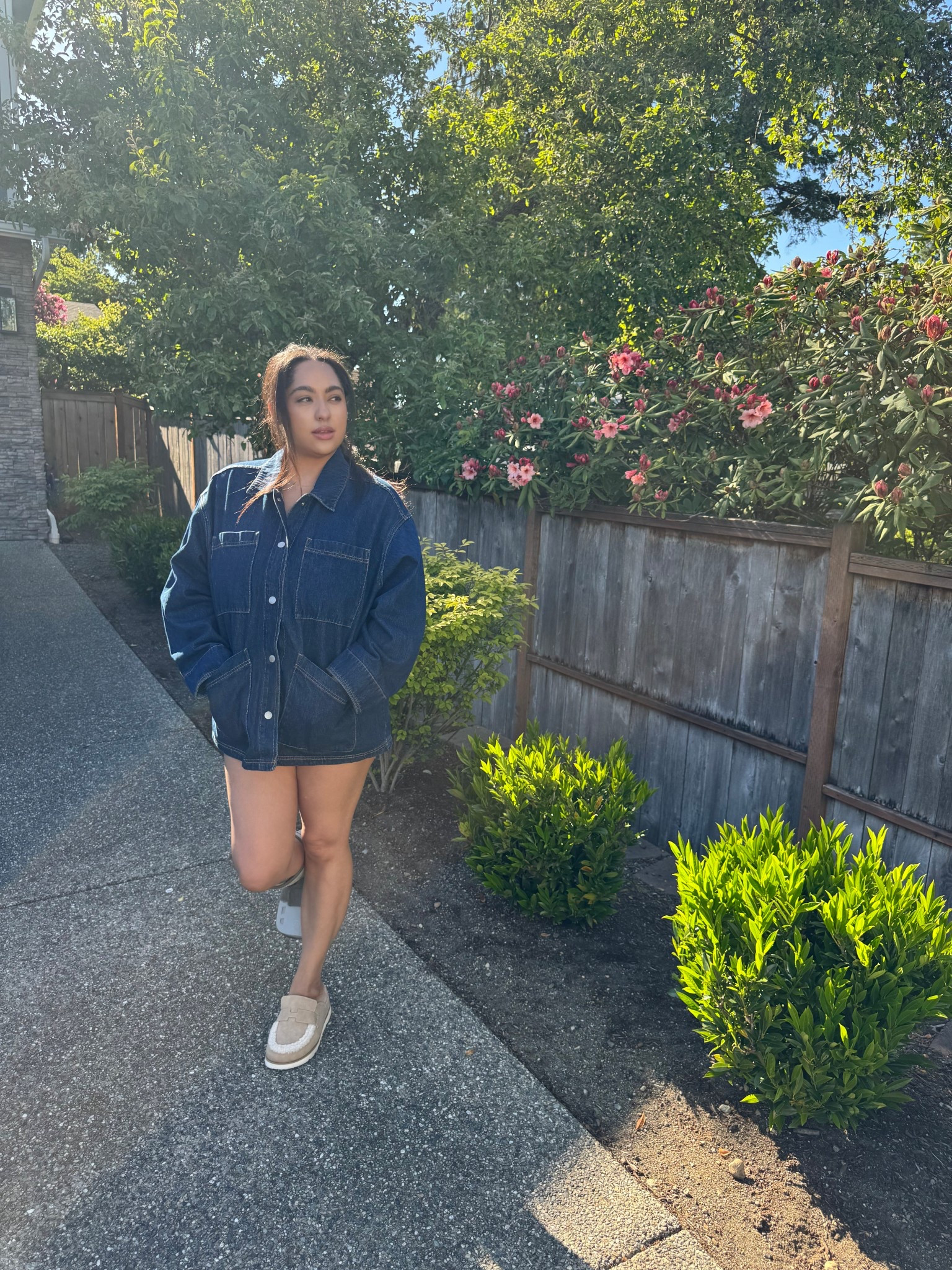 A boot and a jean jacket 