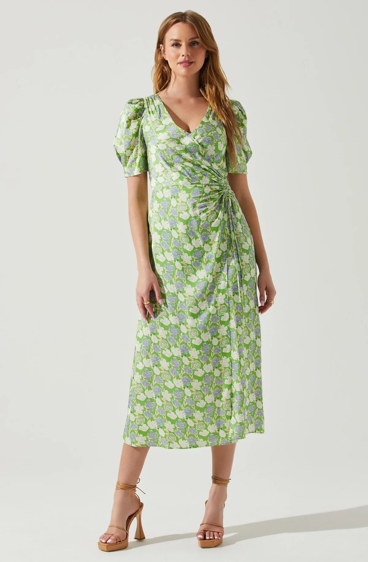 Martina Floral Ruched Midi Dress | ASTR The Label (US)