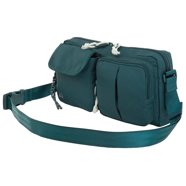 Ozark Trail Unisex Double Pocket Polyester Fanny Pack Cross Body, Teal | Walmart (US)