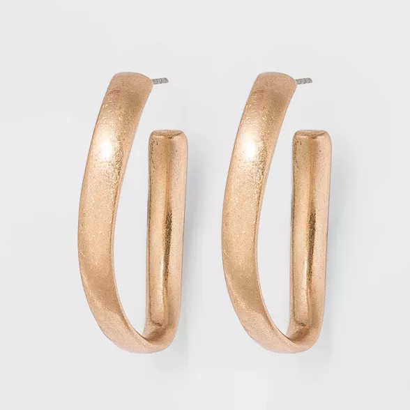 Twisted Oval Hoop Earrings - Universal Thread™ Gold | Target