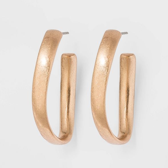 Twisted Oval Hoop Earrings - Universal Thread™ Gold | Target