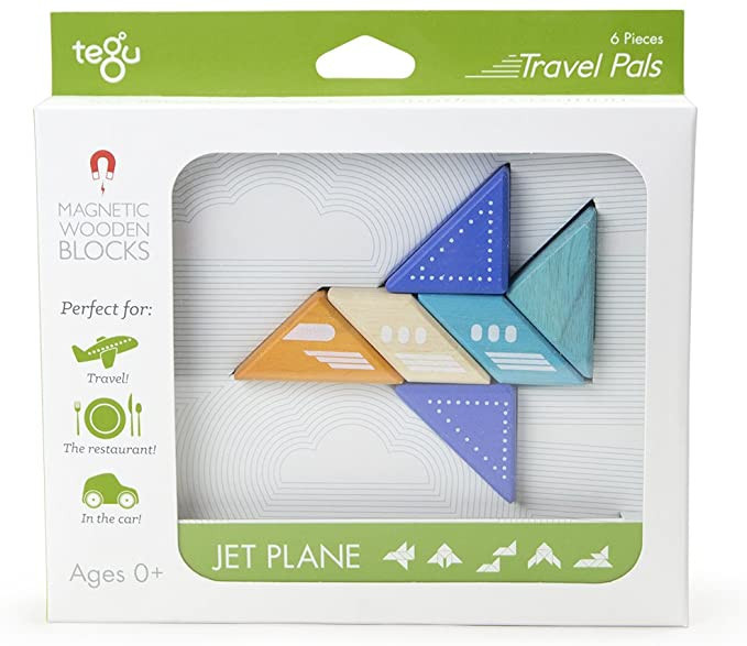 6 Piece Tegu Travel Pal Magnetic Wooden Block Set, Jet Plane | Amazon (US)