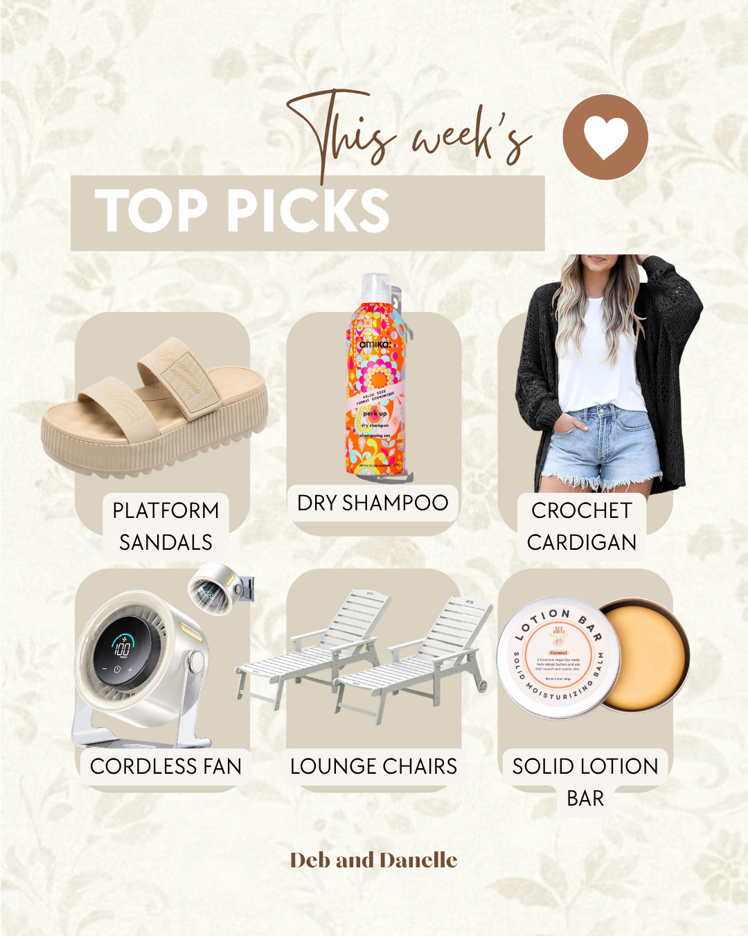 Our most-loved items of the week from Amazon include a comfy Summer platform sandal and crochet cardigan as well as a fan to keep you cool, outdoor loungers, and Deb's favorite lotion bar. 

 #LTKSeasonal #LTKHome #LTKMidsize