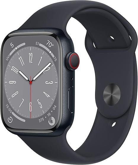 Apple Watch Series 8 [GPS + Cellular, 45mm] Midnight Aluminum Case with Midnight Sport Band (Rene... | Amazon (US)