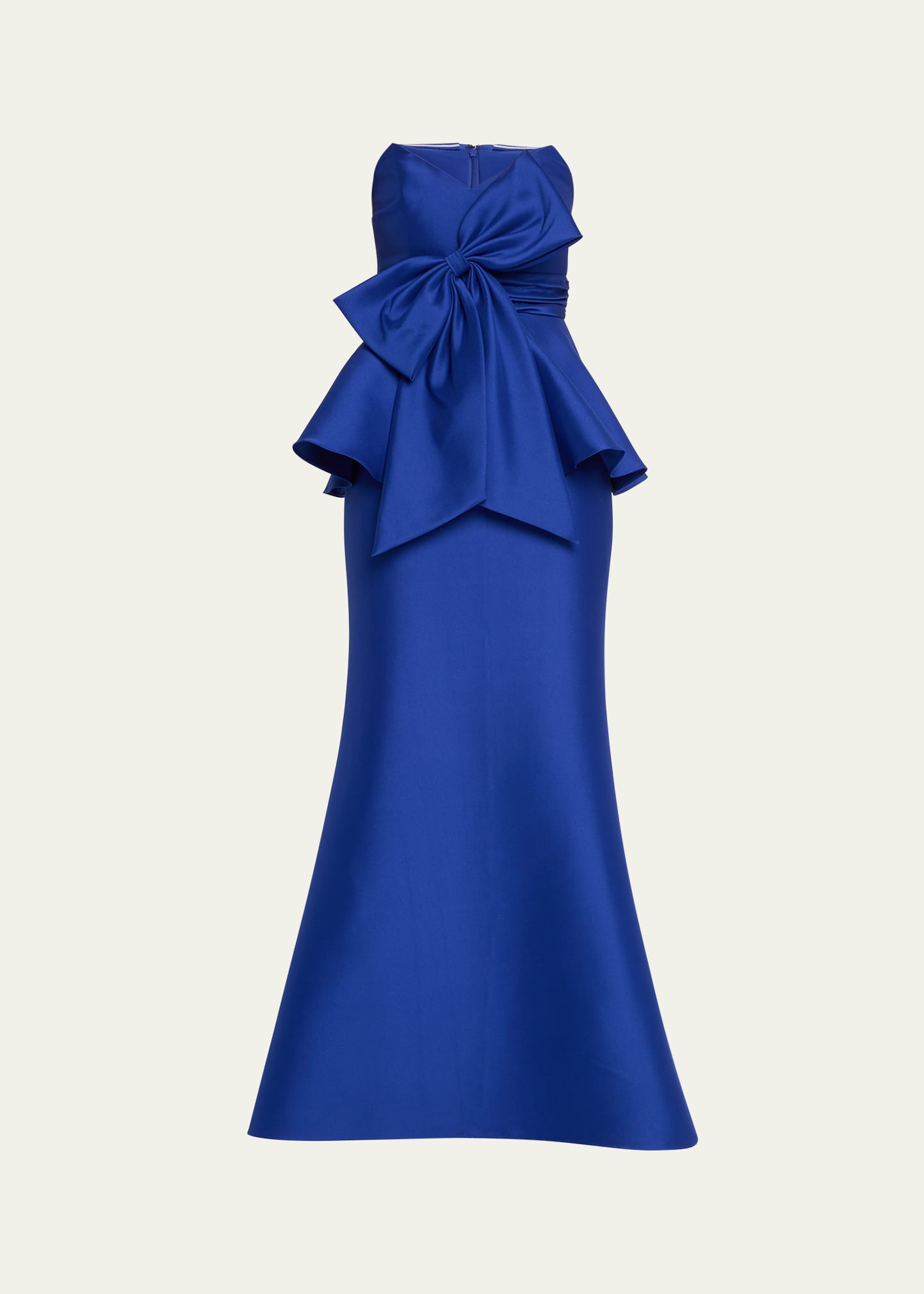 Badgley Mischka Strapless Bow-Front Peplum Gown | Bergdorf Goodman