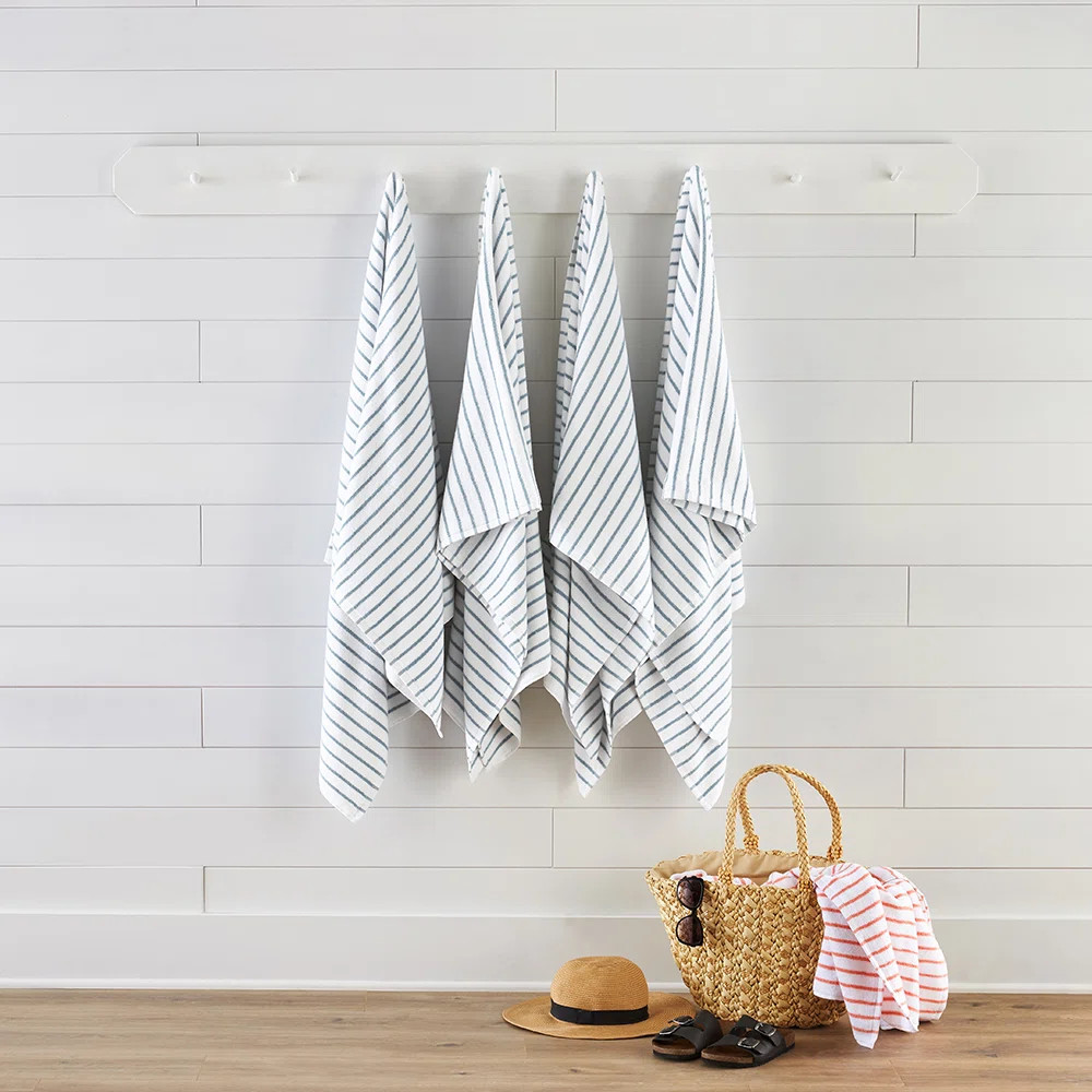 4 Pack Cotton Cabana Stripe Beach Pool Towels (Set of 4) | Wayfair North America
