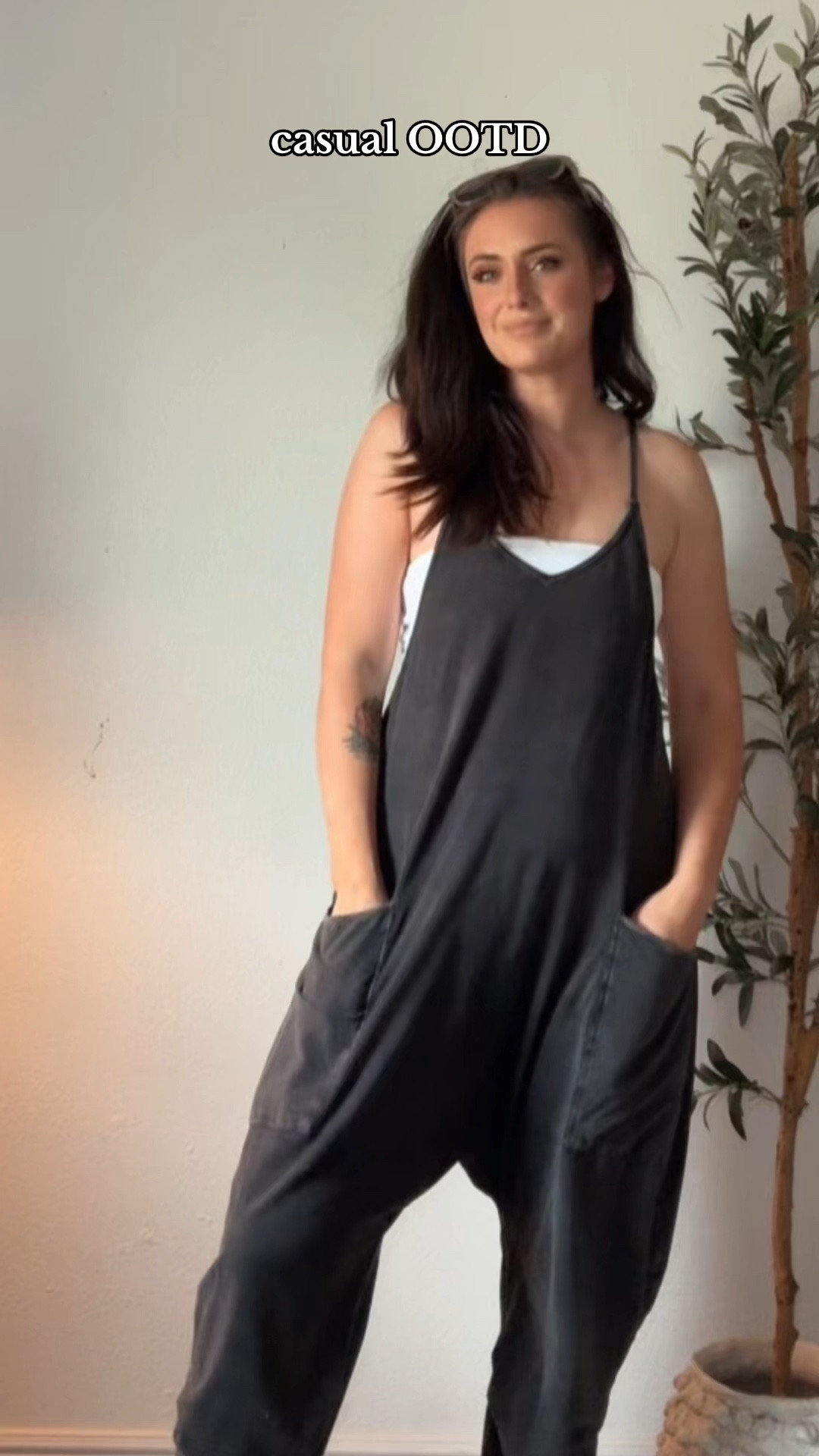 Casual ootd! Perfect for travel , weekend, mama days at the park 🖤 size down 1 in romper for a slightly oversized fit. I’m a true medium wearing a small. 

#amazon #freepeople #casual #romper #onesie #tubetop #necklace #ootd

#LTKtravel #LTKVideo #LTKSeasonal