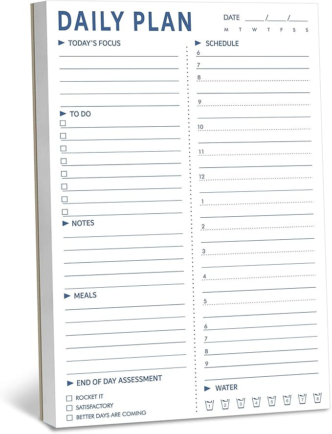 90 hojas Bloc de notas de planificador diario(que incluye enfoque diario, tareas, notas, comidas,... | Amazon (ES)