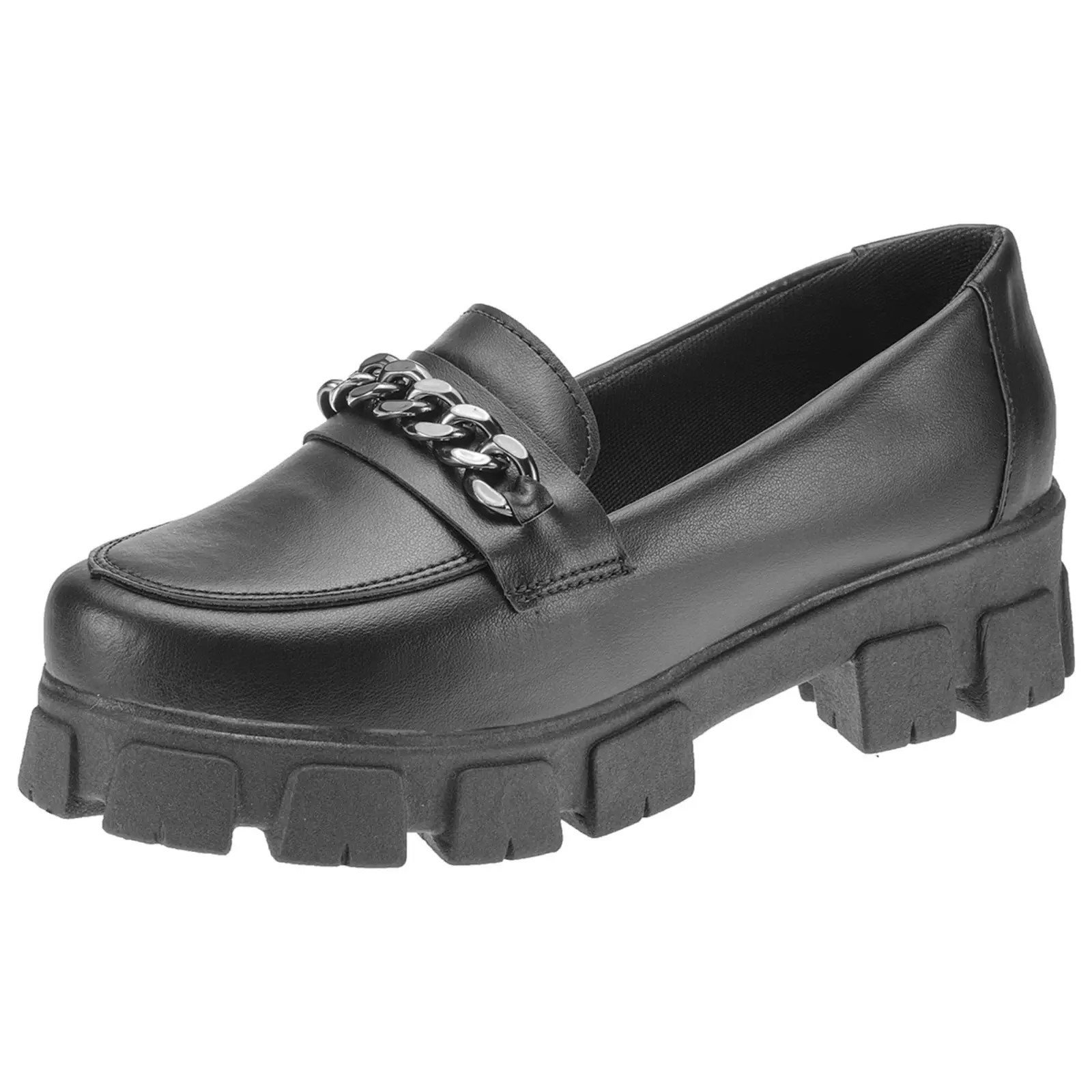Mocassim Feminino Tratorado Oxford Plataforma Blogueira Preto | Dafiti (BR)