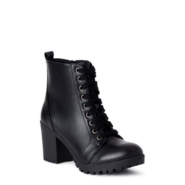 Time and Tru Lace Up Moto Bootie (Women's) (Wide Width Available) | Walmart (US)