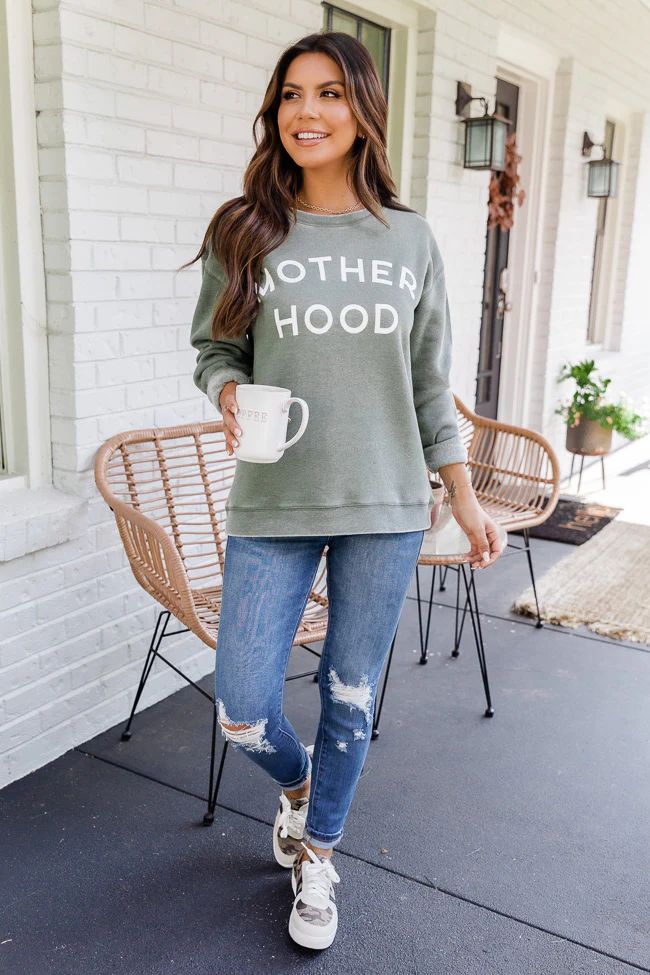 Motherhood Olive Graphic Sweatshirt | The Pink Lily Boutique