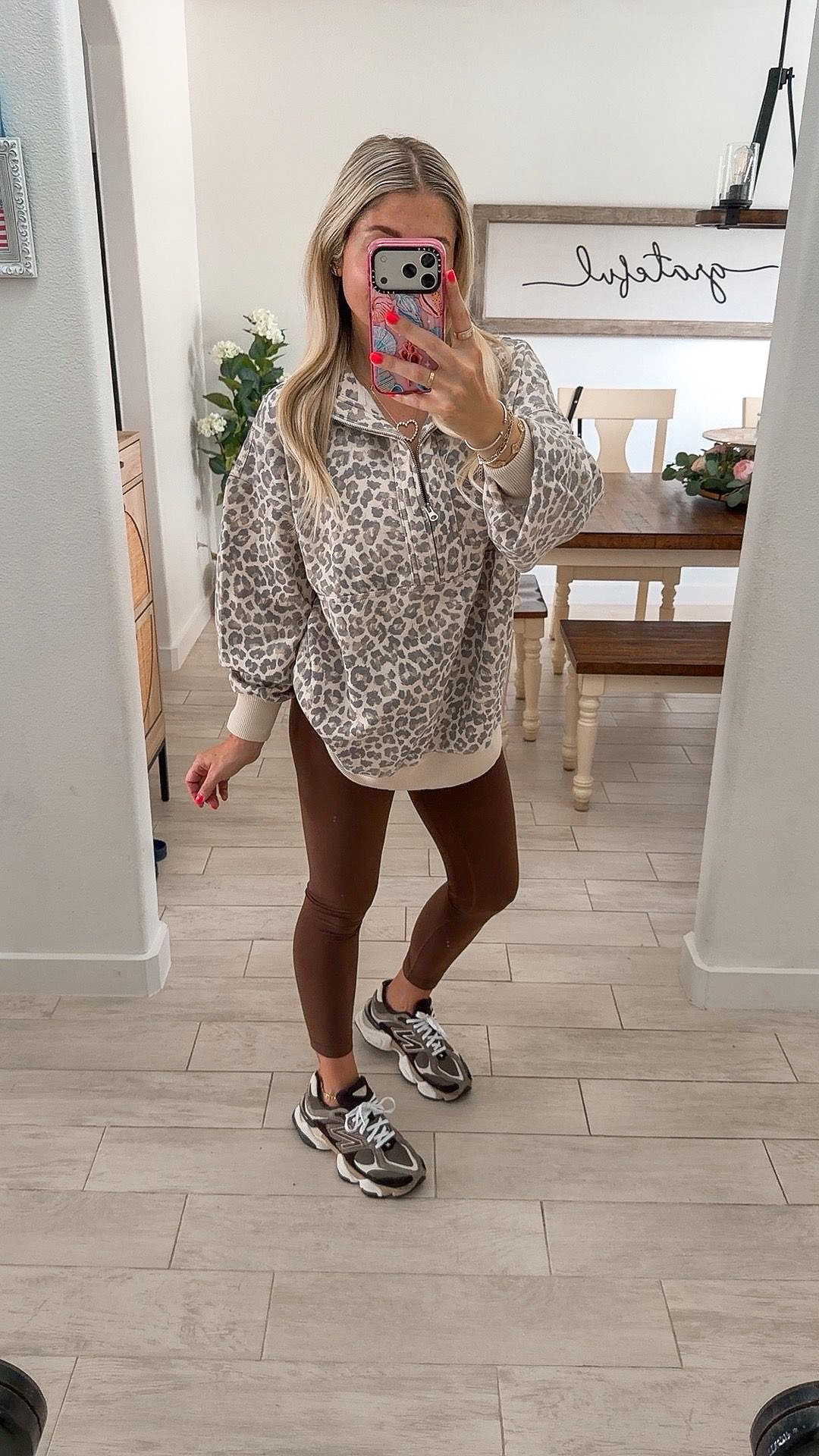 Fall outfit 
Xxs leopard sweater
Align leggings
New balance sneakers tts

#LTKootd