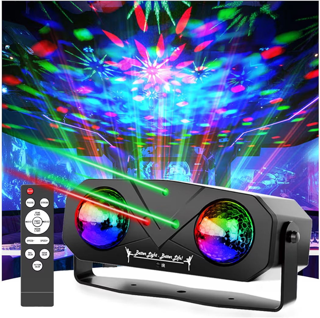 Disco Ball Light,Party Disco Dj Strobe Ocean Star Projector Dance Light Sound Activated with Remo... | Amazon (US)