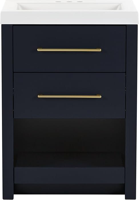 Spring Mill Cabinets Fisk 24 Inch Bathroom Vanity with White Single Sink Top, 2 Drawers, Pull-Out... | Amazon (US)