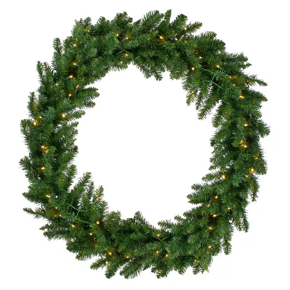 Northlight Pre-Lit LED Buffalo Fir Artificial Christmas Wreath - 48-Inch, Warm White Lights | Target
