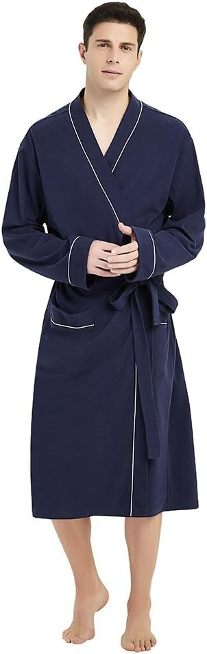 U2SKIIN Mens 100% Cotton Robe Lightweight Knit Bathrobe | Amazon (US)