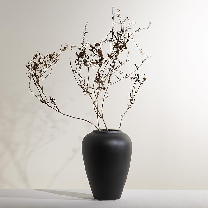 Ceramic Black Vase Home Decor, Flower Vase Modern Trendy Black Vase, Minimalist Farmhouse Table G... | Amazon (US)