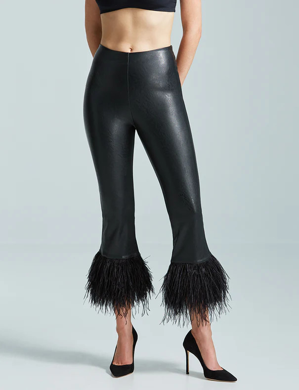 Faux Leather Feather Crop Flare | Commando®