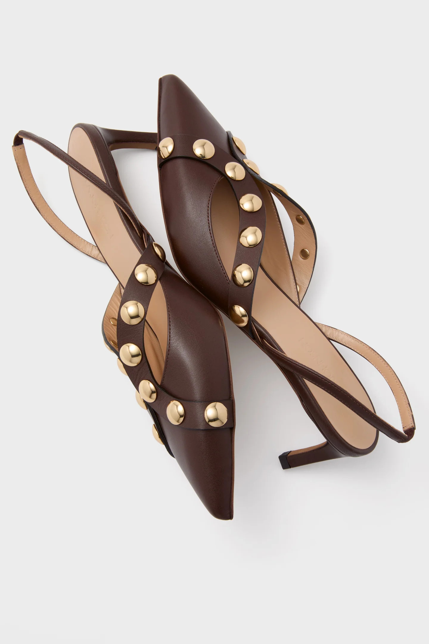 Dark Brown Vendome Studded Kitten Heels | Tuckernuck (US)