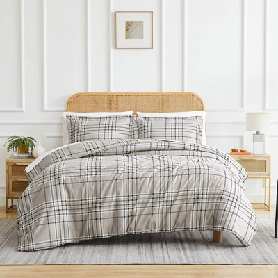 Southshore Fine Living Vilano Plaid 2-Piece Oversized ultra-soft Duvet Cover Set Mocha Twin/Twin XL | Target