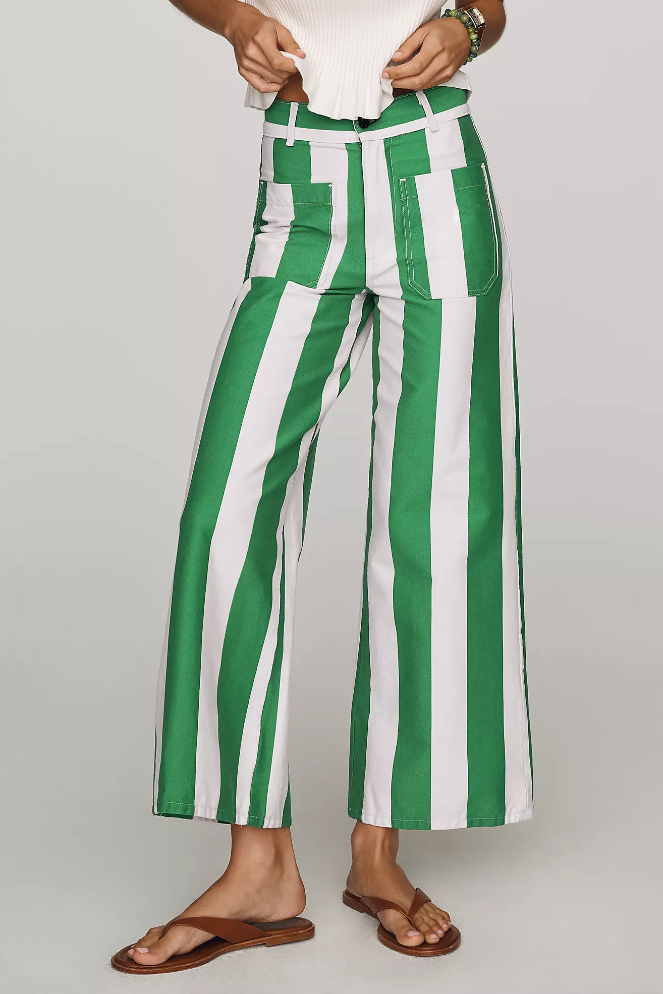 ASKK NY Patch Pocket Striped Wide-Leg Pants | Anthropologie (US)