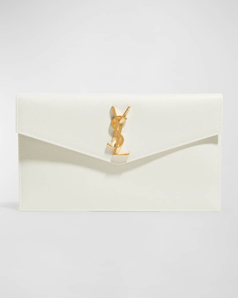 Saint Laurent Uptown Medium YSL Monogram Grain de Poudre Pouch Bag | Neiman Marcus