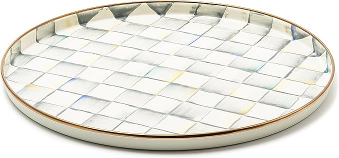 MACKENZIE-CHILDS Enamel Round Tray, Unique Serving Platter for Food and Drinks, Gray-and-White St... | Amazon (US)