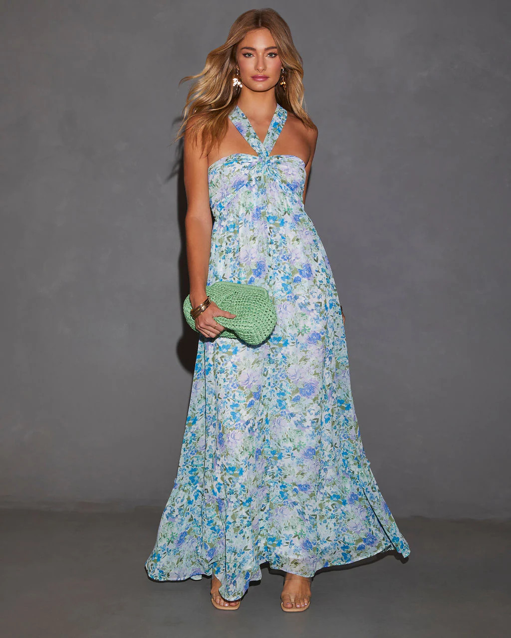 Aulani Halter Neck Printed Empire Maxi Dress | VICI