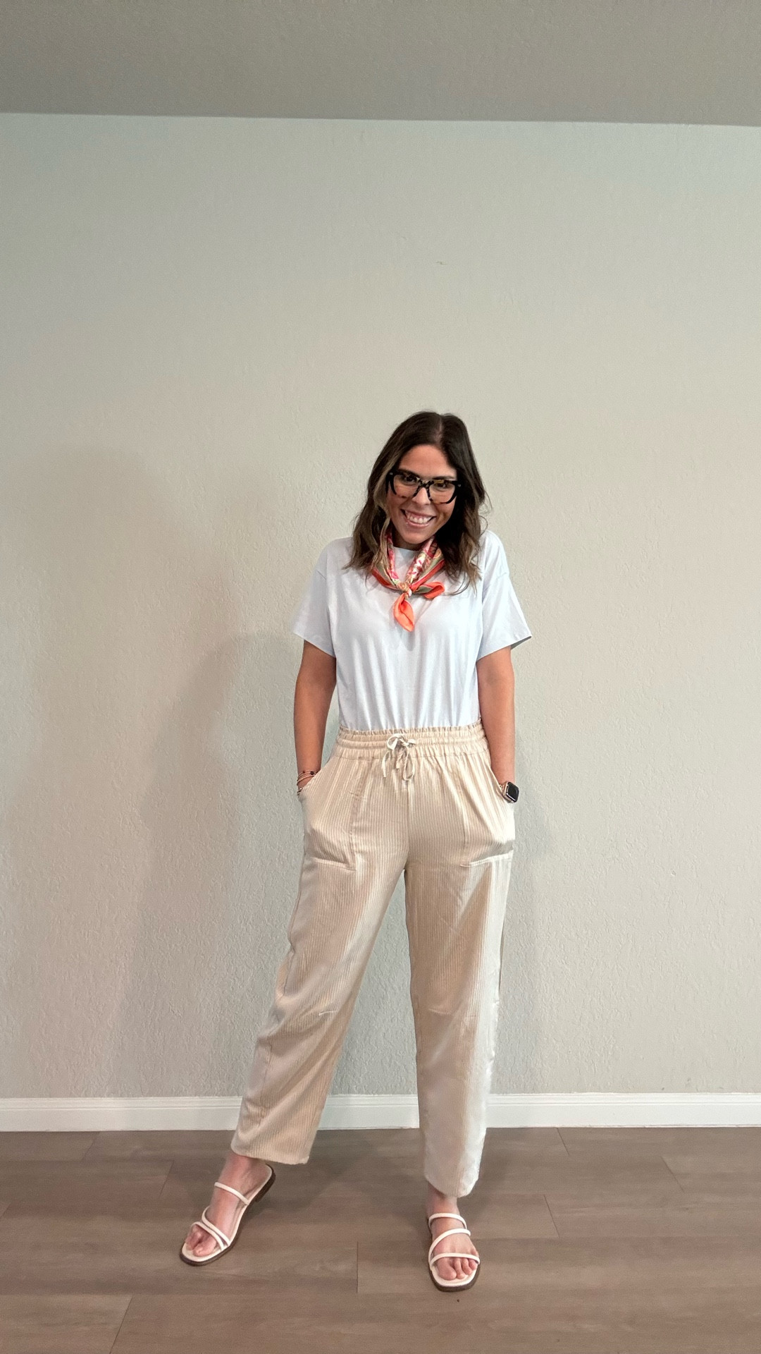 Comfort meets elevated style 🤍
these pants with gold stripe detailing make even a simple outfit feel intentional

#LTKootd #LTKdayinmylife #LTKMidsize