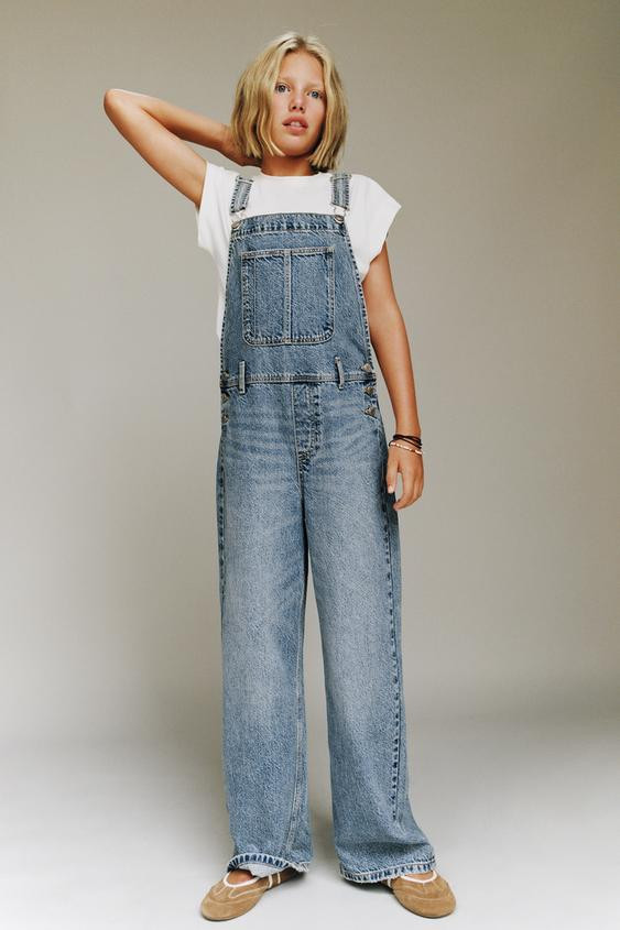WIDE LEG DENIM OVERALLS | Zara US