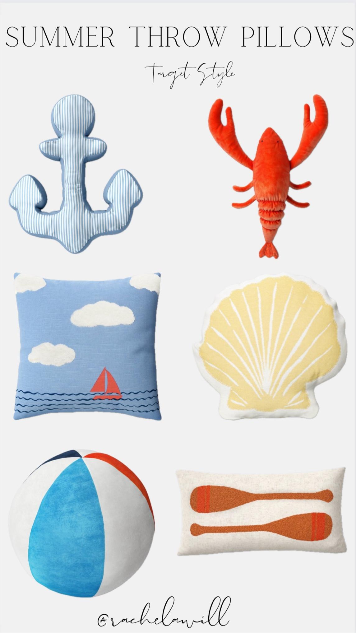 Targets throw pillows are ADORABLE for summer ☀️🦞

I mean how cute are these! 

#target #targetsale #targetdecor #targethome #targetsummer #summerhome #summerdecor #throwpillows #summeroutdoor #outdoorstyle 

#LTKxTarget #LTKsalealert #LTKhome