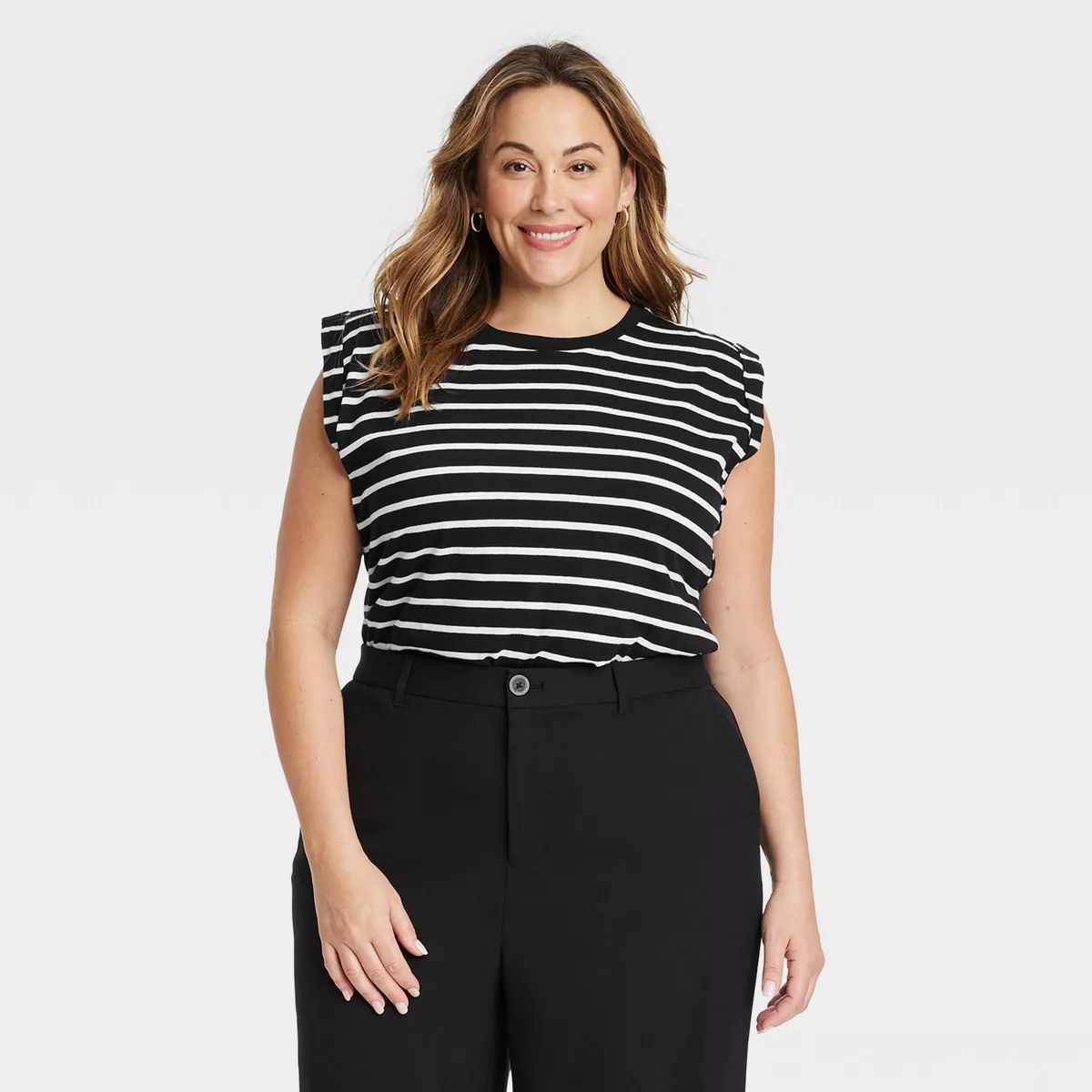 Women's Slim Fit Cuffed Sleeve Tank Top - Ava & Viv™ | Target